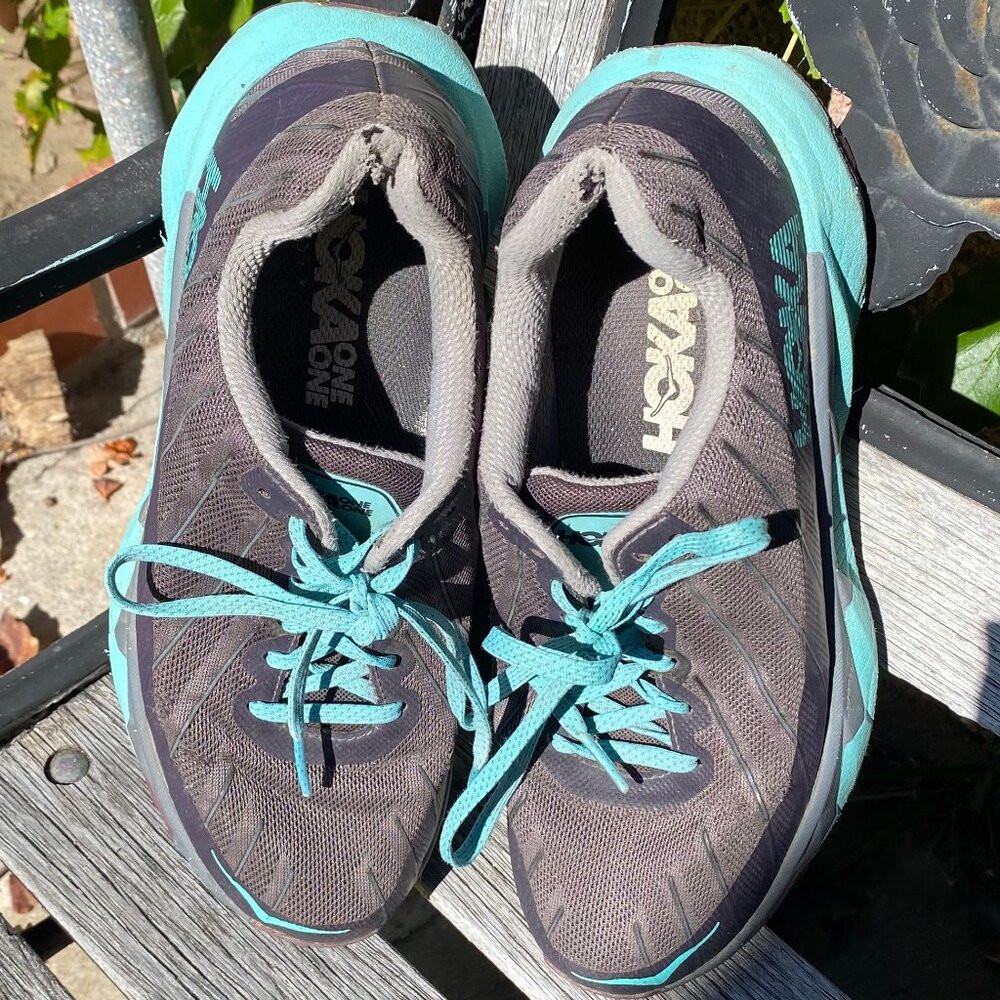 Hoka One One Women's Gray and Teal Athletic Running Shoes
